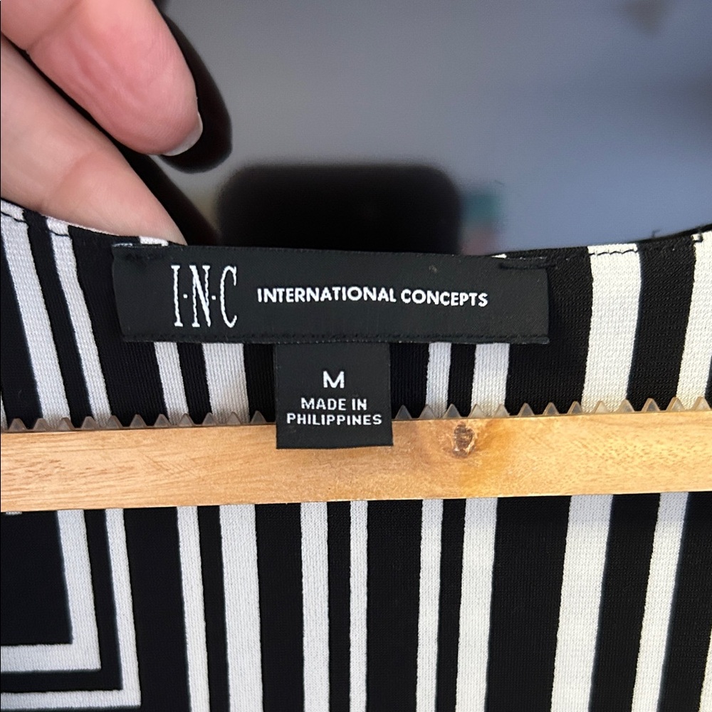 INC International Concepts Black and White Geometric Jumpsuit - Picture 2 of 6